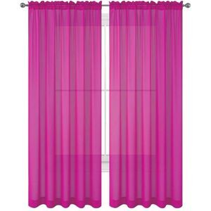 Set of 2 WPM 84-Inch Sheer Pink Solid Voile Panel Curtains